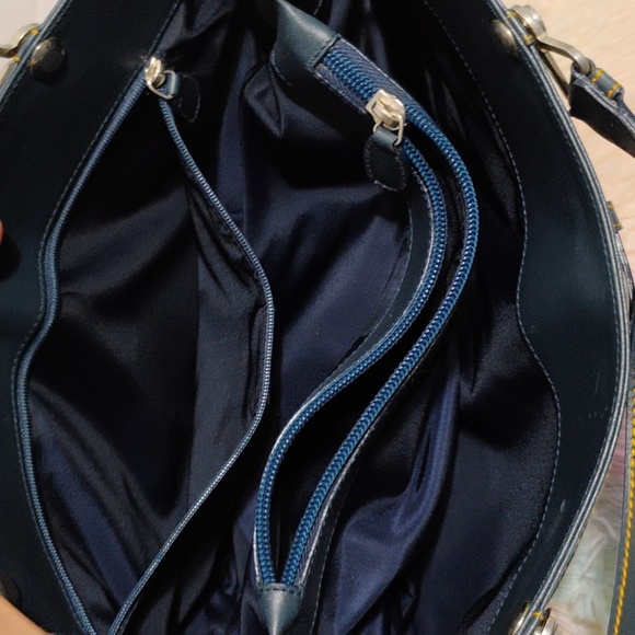FIRM PRICE! Auth Dior Denim Navy Blue Oblique/Leather Vint Buckle Tote/Dust Bag - Picture 11 of 16